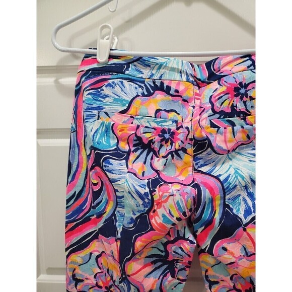 LILLY PULITZER KELLY SKINNY ANKLE PANTS NAVY BLUE BRIGHT PINK FLORAL WOMEN 0 - Picture 14 of 16